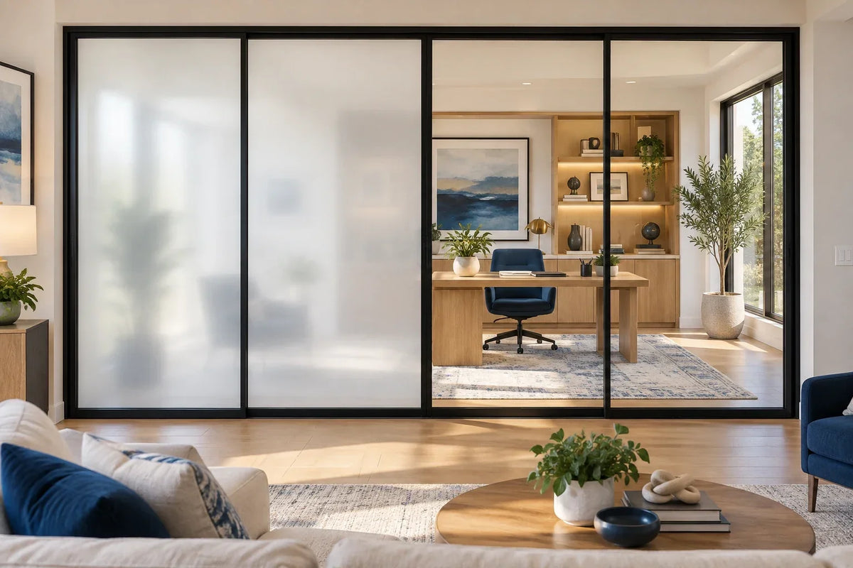 Privora smart privacy film on a glass partition